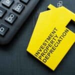 Close-up of a yellow folder labeled "Investment Property Depreciation" next to a calculator on a dark surface, highlighting tax depreciation benefits for Australian property investors.