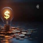 Why Cash Flow Problems Destroy Businesses Faster Than Low Sales A lightbulb with a dollar sign glowing inside, placed on a surface scattered with coins, symbolising innovative financial solutions and investment ideas.