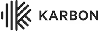 KARBON logo featuring black text and abstract lines representing innovation and technology.