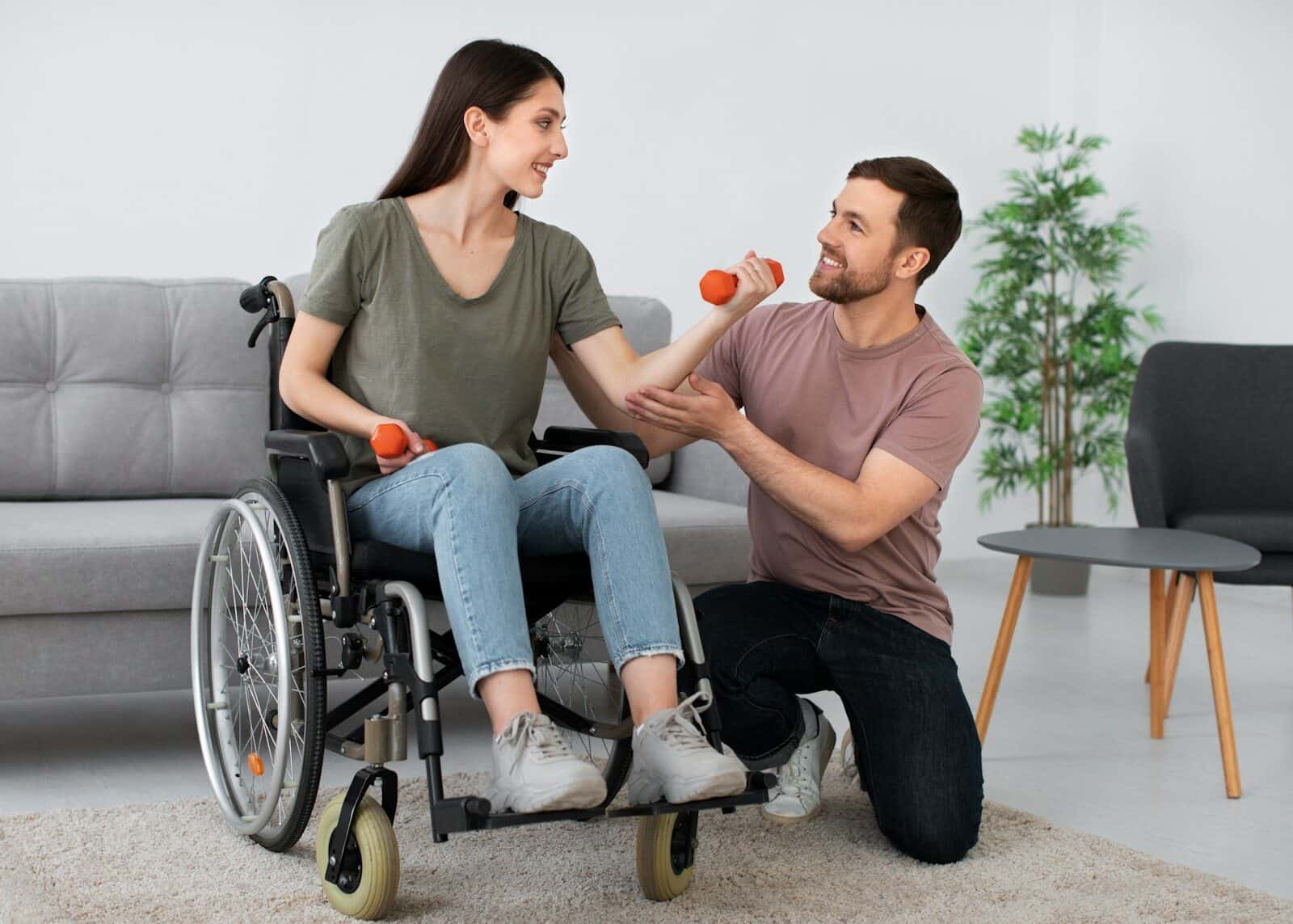 Support worker assisting a person using a wheelchair, representing NDIS accountants for disability providers in Sydney